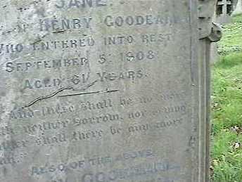 Jane Goodearl's gravestone