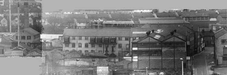 Mendy St factory, from the Dovecot carpark, 1974